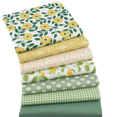 CraftsFabrics Green Floral Fat Quarters Bundle Pack of 7